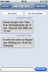 SMS Mitteilung der Wettkampfleitung :: &copy; Martin Speis